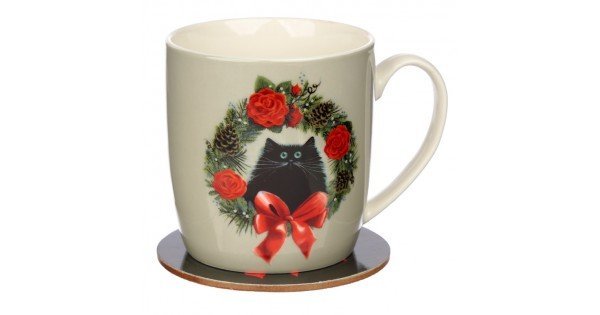 Tazza in porcellana con illustrazione Gatto Rosso